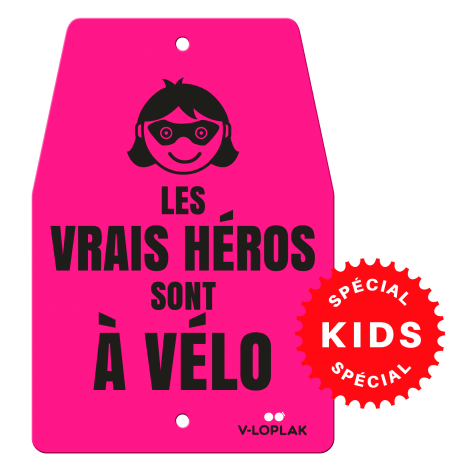 Plaque vélo fluo rose pour enfants