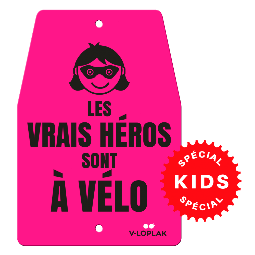 Plaque vélo fluo rose pour enfants