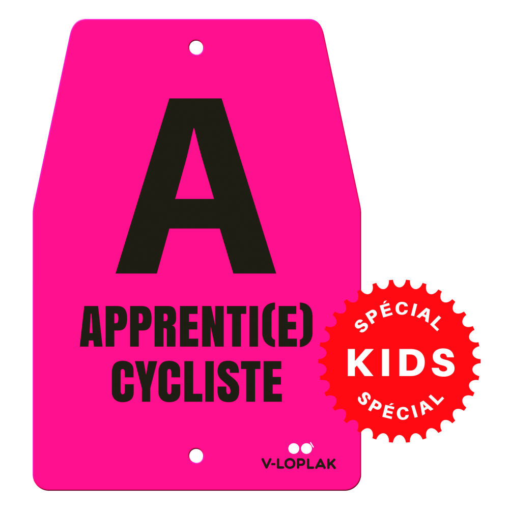 Plaque vélo fluo rose pour enfants