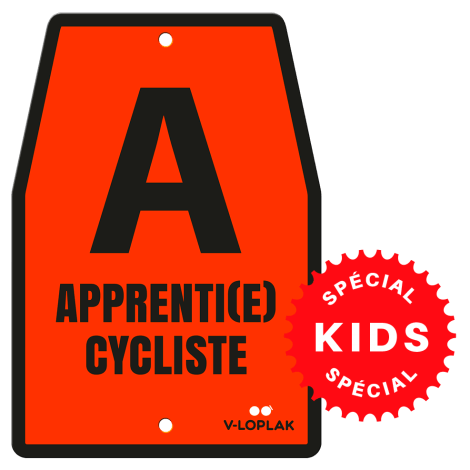 Plaque vélo fluo orange pour enfants