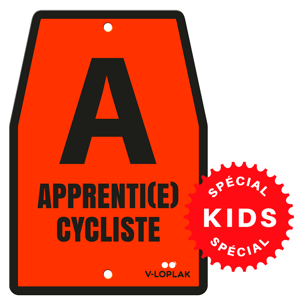 Plaque vélo fluo orange pour enfants