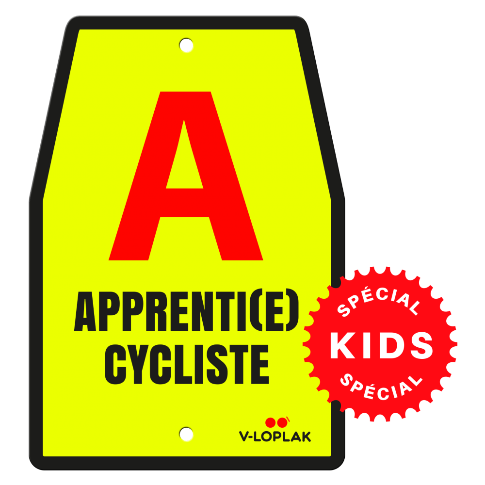 Plaque vélo fluo jaune pour enfants