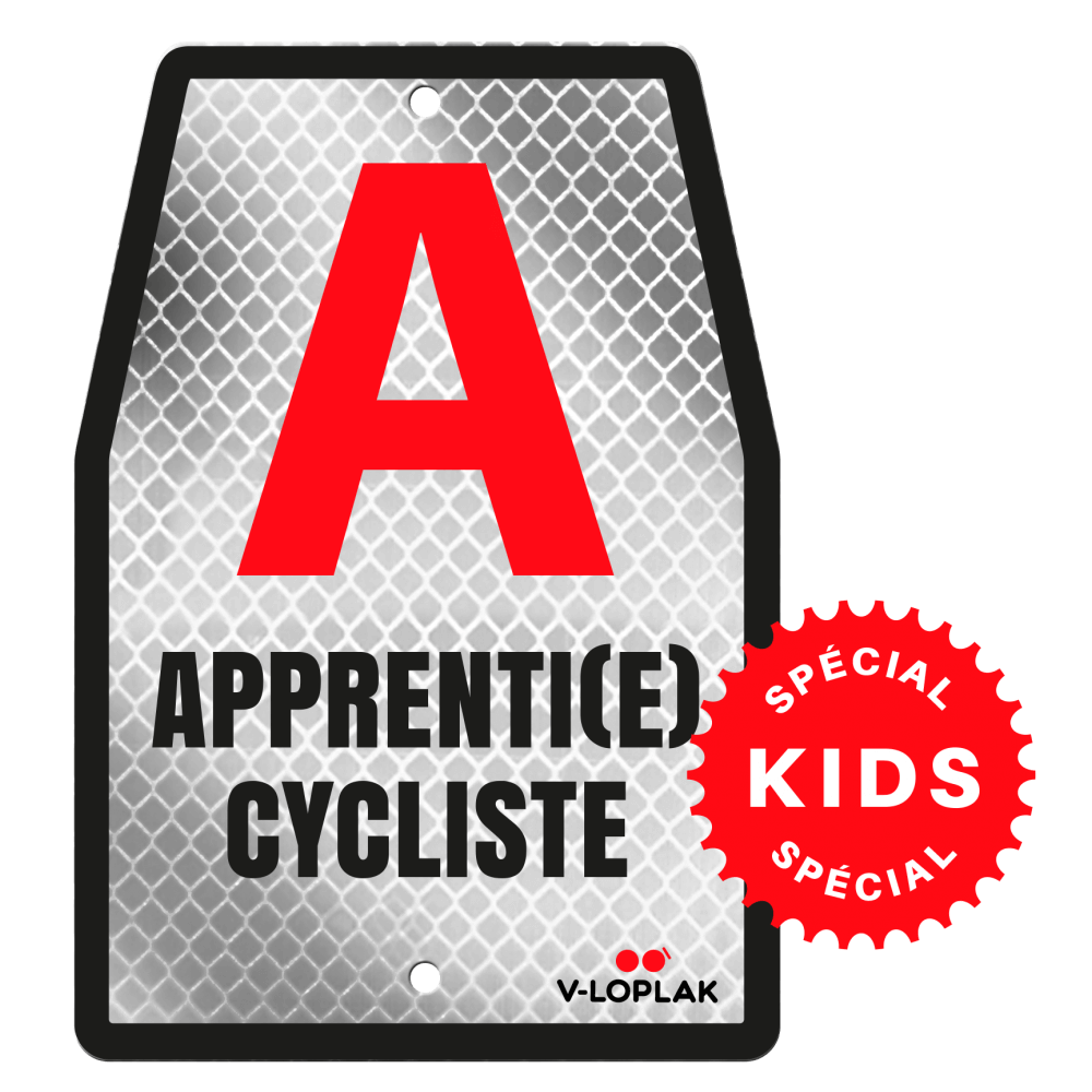 Plaque vélo rétro-réfléchissant blanc pour enfants