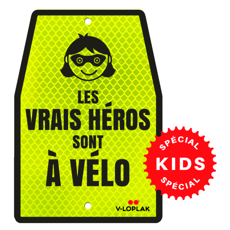 Plaque vélo rétro-réfléchissant jaune pour enfants